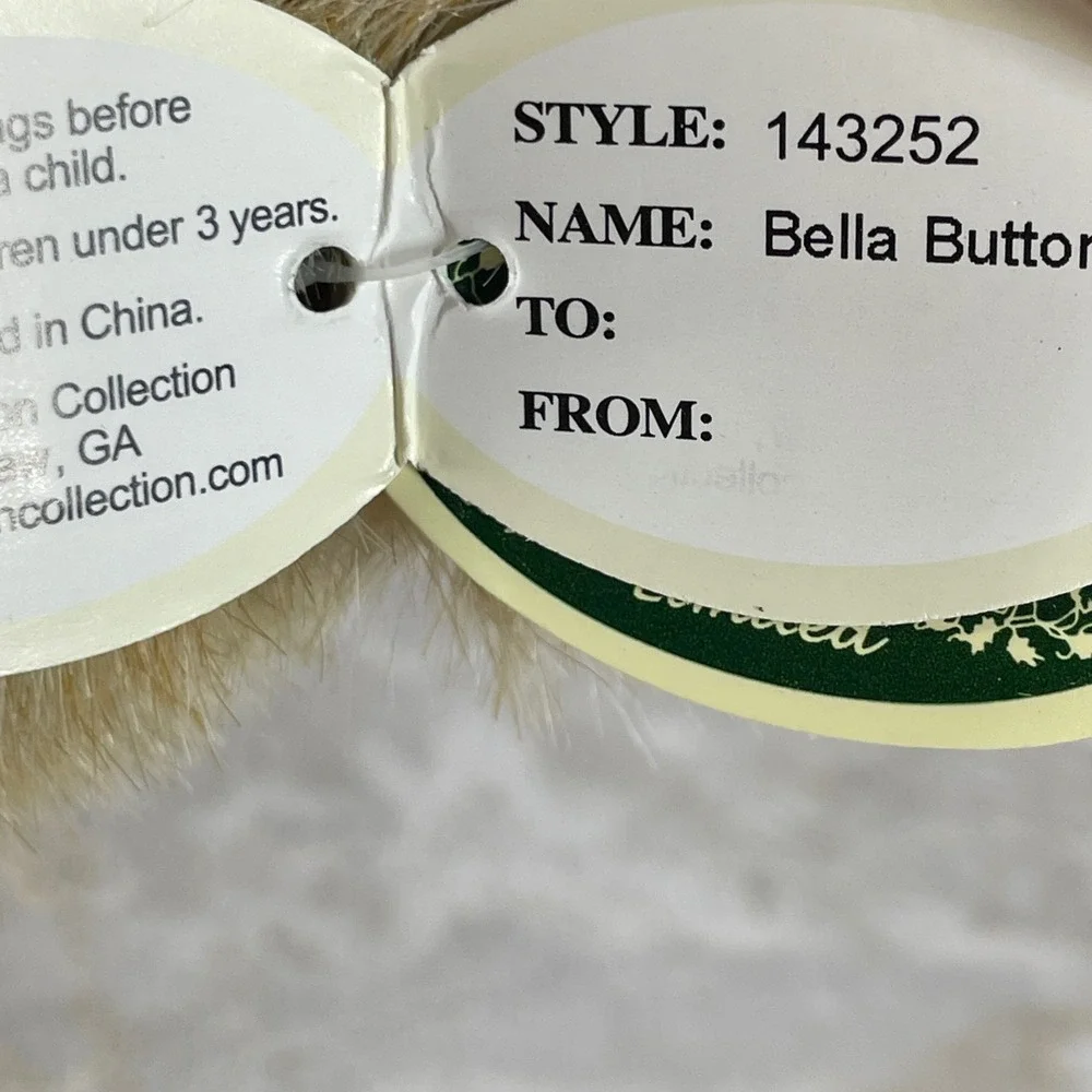 Vintage Bearington Collection Bella Buttons Teddy Bear Polka Dot Dress Plush